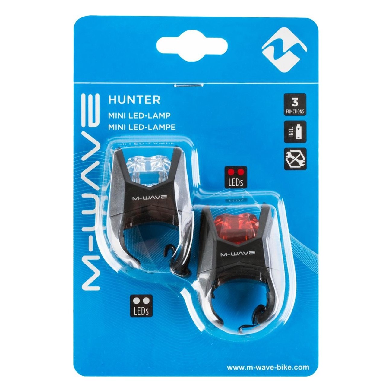 Set de Mini Lampes LED M-Wave Hunter Noir avec 2 LED Blancs et Rouges - 4