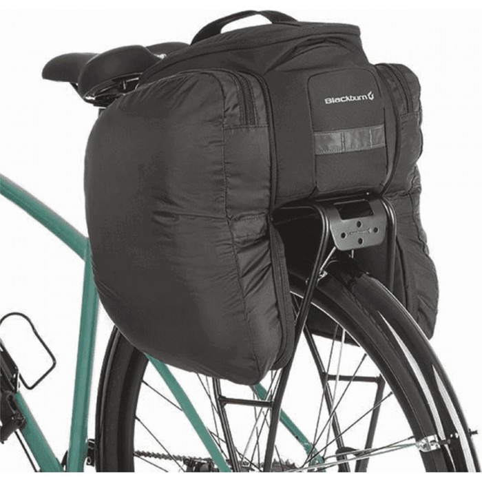 Borsa Portapacco 15L Nera con Tasche Estensibili, Riflettenti e Resistente all'Acqua per Bicicletta - 1 - Borse e bauletti - 076