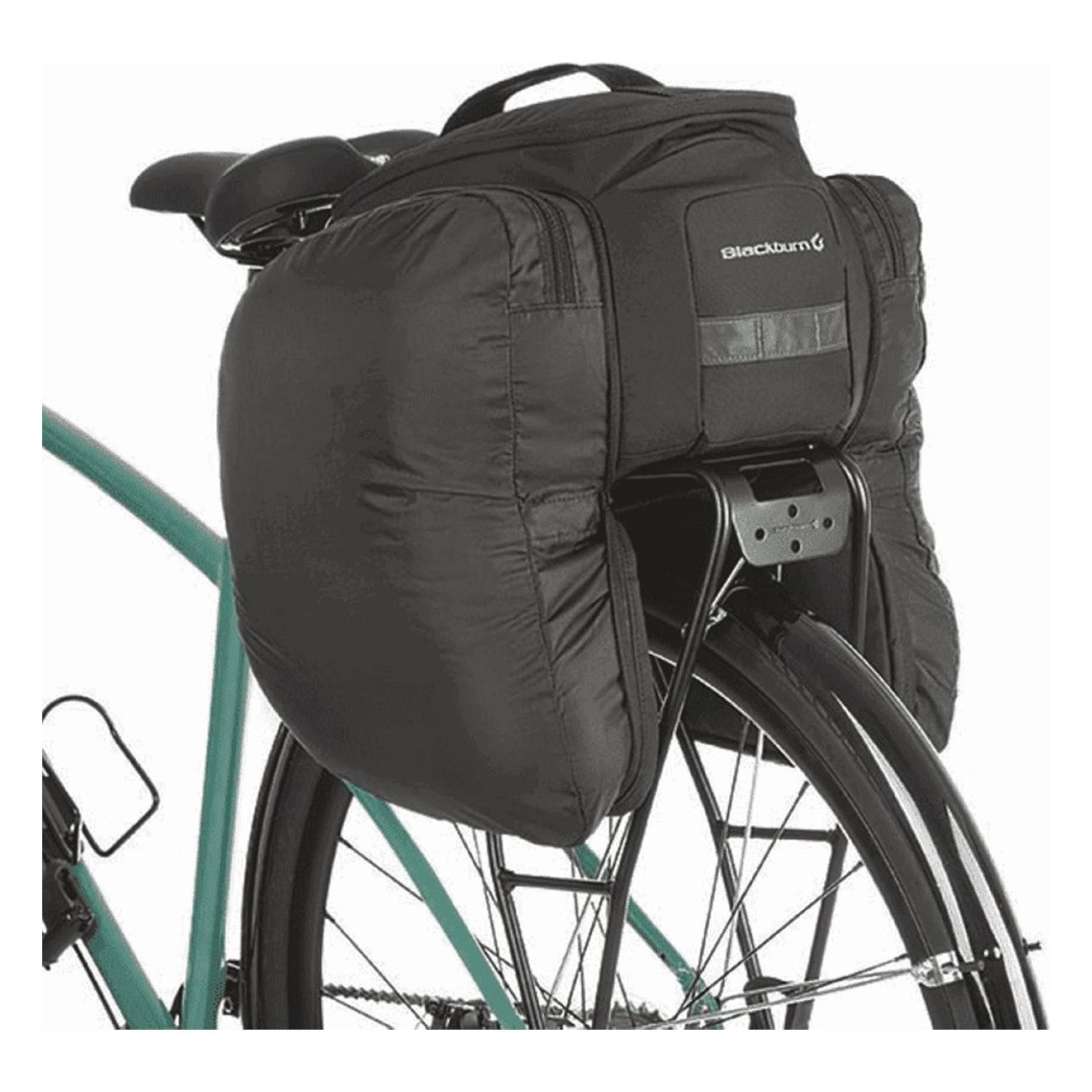 Borsa Portapacco 15L Nera con Tasche Estensibili, Riflettenti e Resistente all'Acqua per Bicicletta - 1 - Borse e bauletti - 076