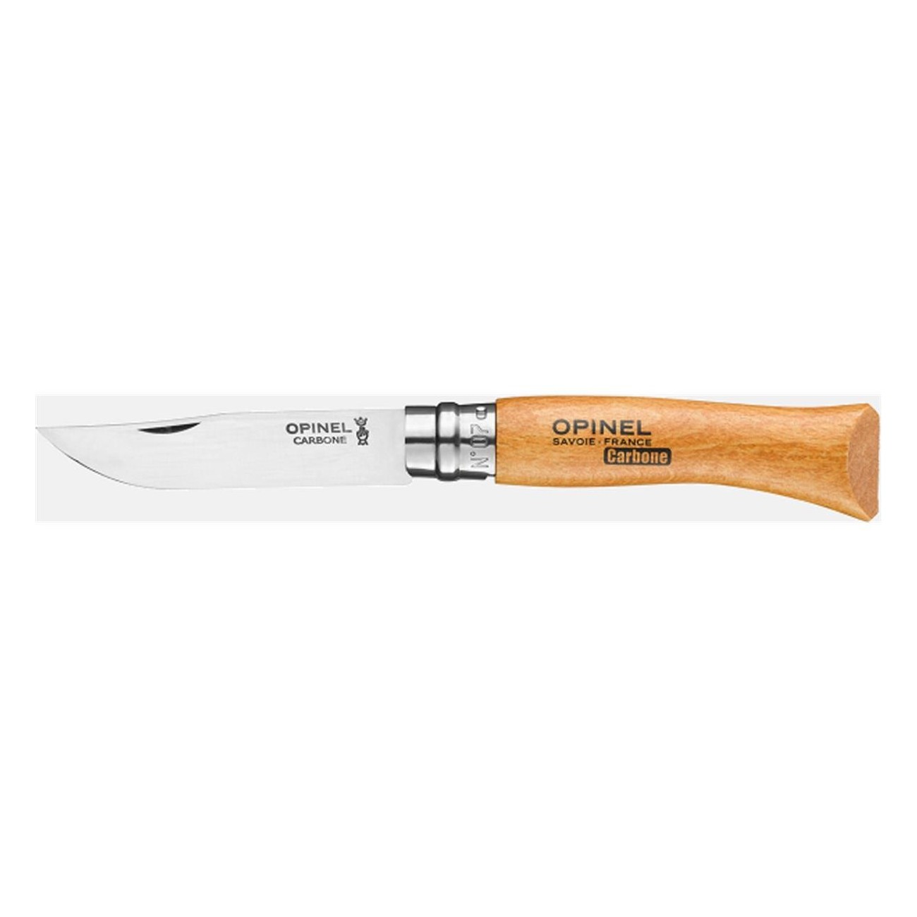 Opinel N°07 Carbon Steel Knife with Beech Handle and Virobloc Safety Ring - 1