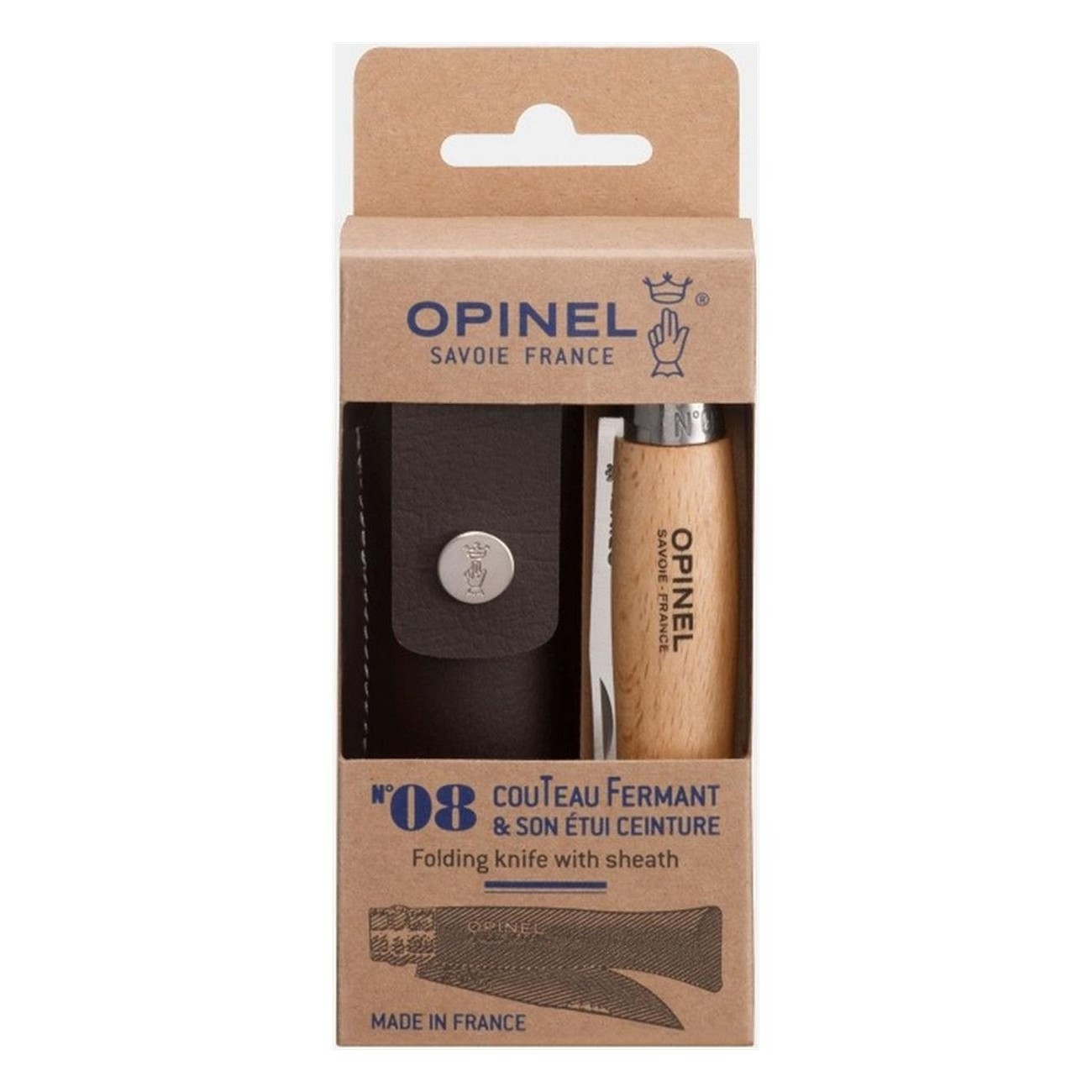 Opinel N°08 Inox Messer mit Yatagan-Klinge und Alpinhülle für Outdoor-Abenteuer - 1