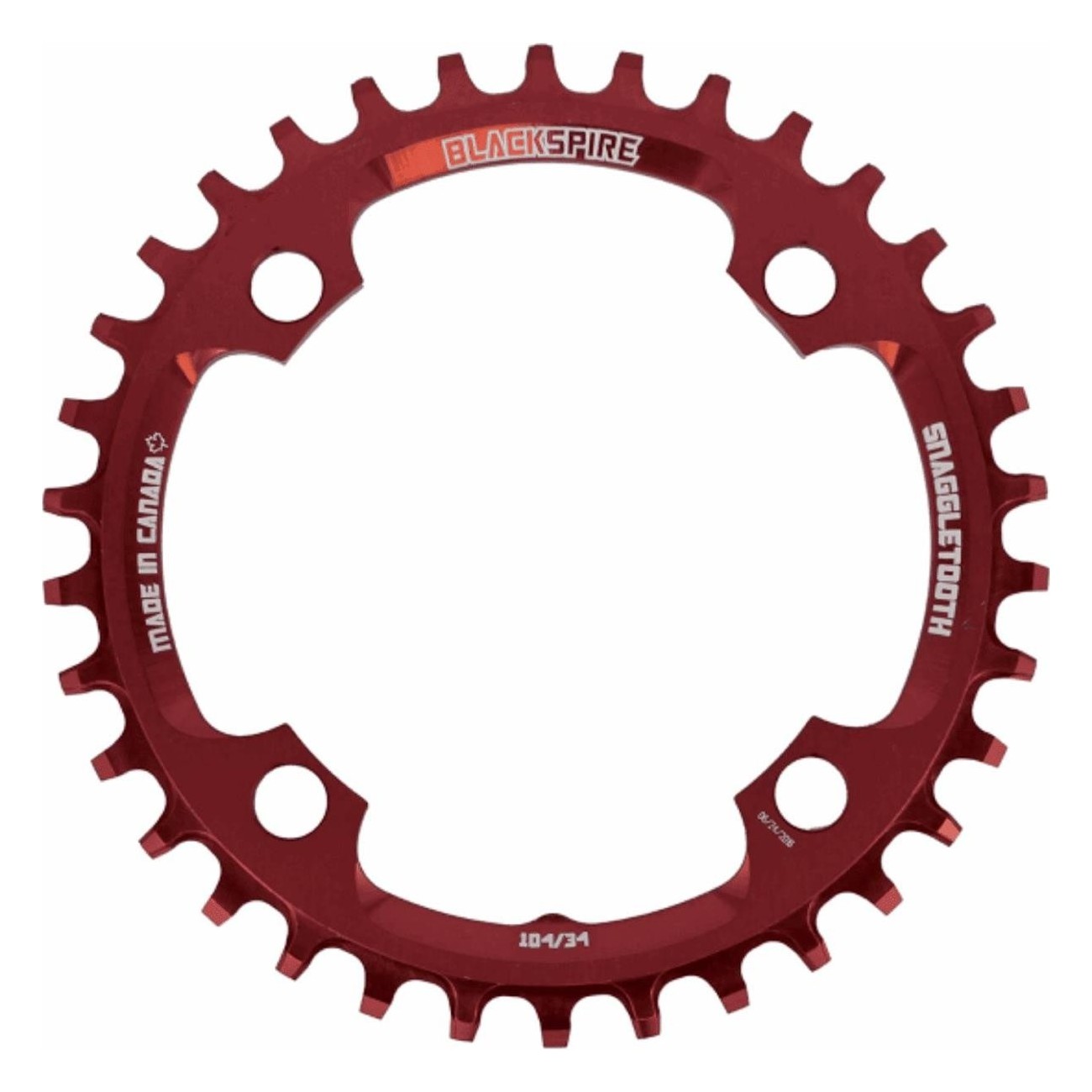 Snaggletooth MTB Chainring 34T 104BCD Red for 11/12 Speed - SH12 & SRAM Compatible - 1