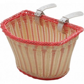 Junior Bike Basket MVTEK in Pink Plastic 25x17x15 cm with Fastening Clips - 1