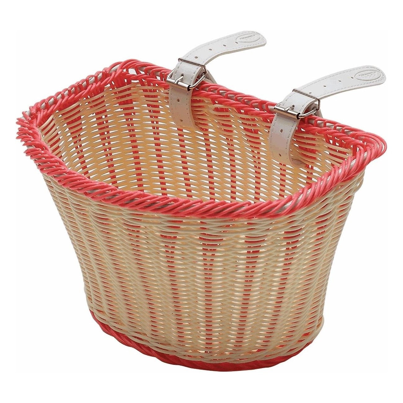 Junior Bike Basket MVTEK in Pink Plastic 25x17x15 cm with Fastening Clips - 1