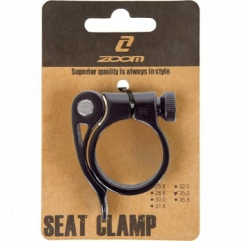 ZOOM Black Aluminum Seat Clamp with Quick Release 34.9 mm - EN 14766 Certified - 2