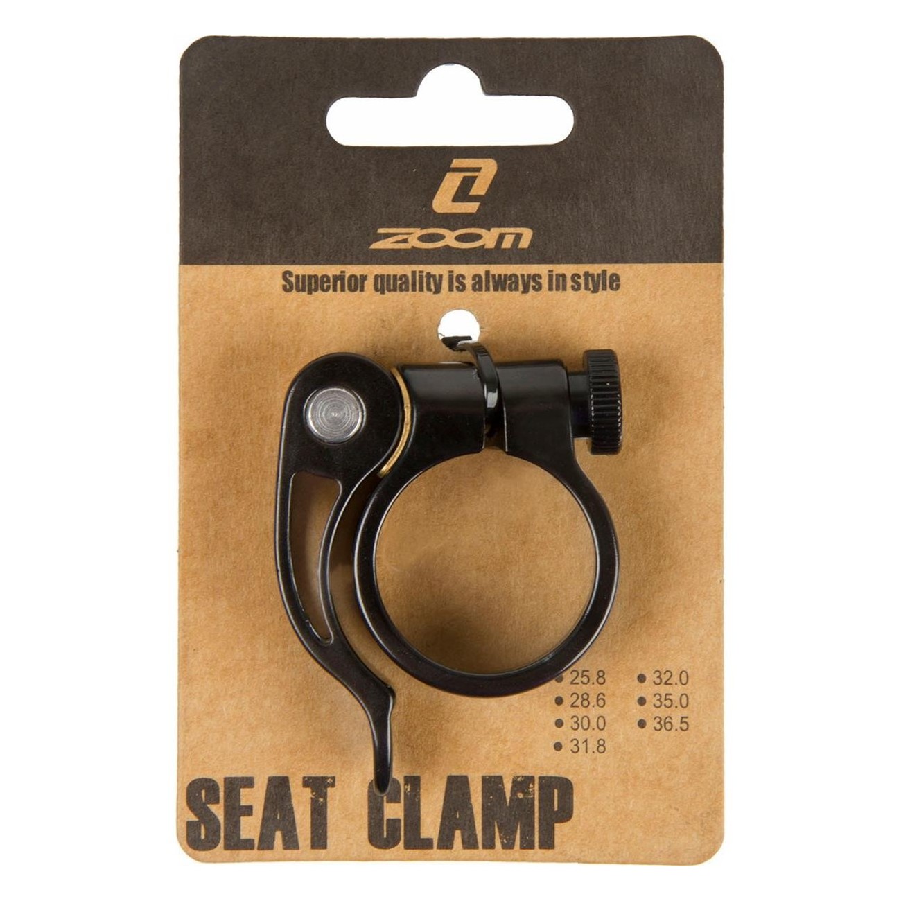 ZOOM Black Aluminum Seat Clamp with Quick Release 34.9 mm - EN 14766 Certified - 3