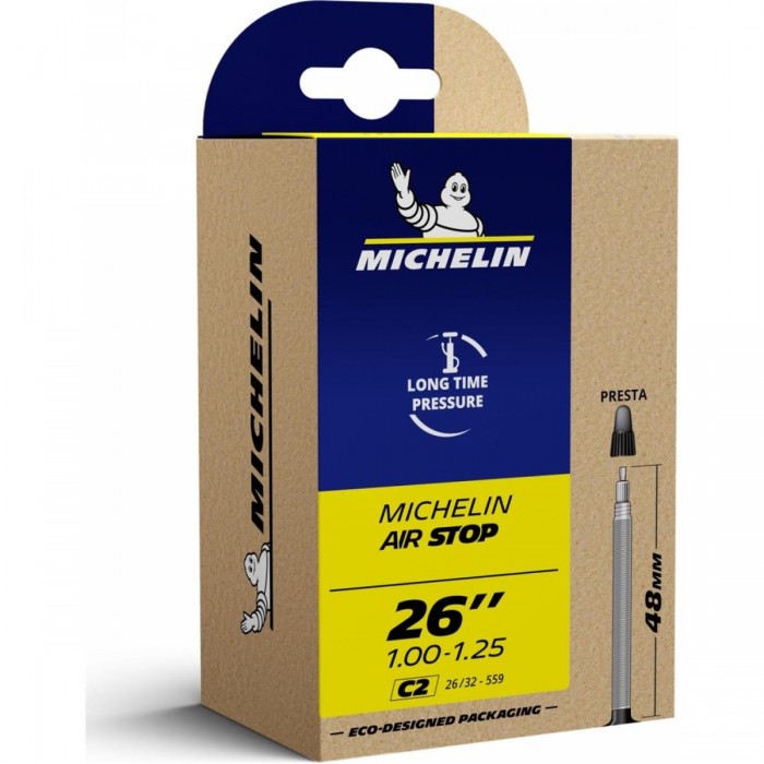 Michelin Air Stop 26x1.00/1.25 Inner Tube with 48mm Valve - Puncture Resistance - 1