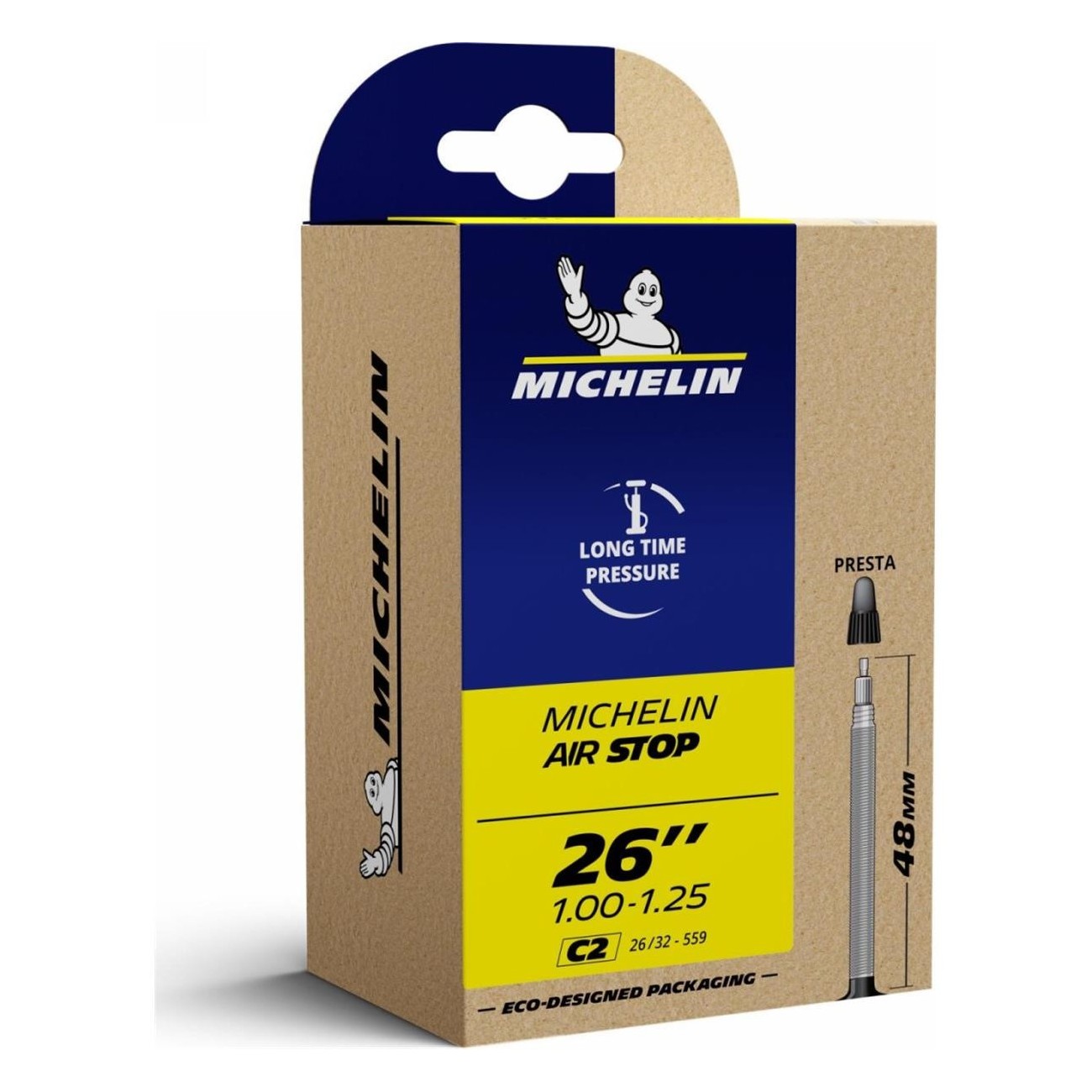 Michelin Air Stop 26x1.00/1.25 Inner Tube with 48mm Valve - Puncture Resistance - 1