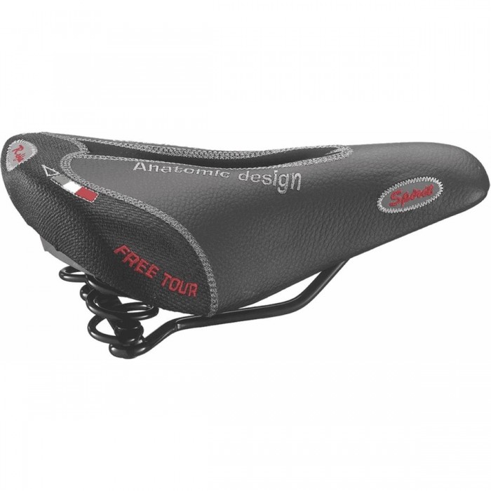 Black Citybike Saddle for Men with Springs, Skay Cover and FLEX PU Padding 270x175mm - 1