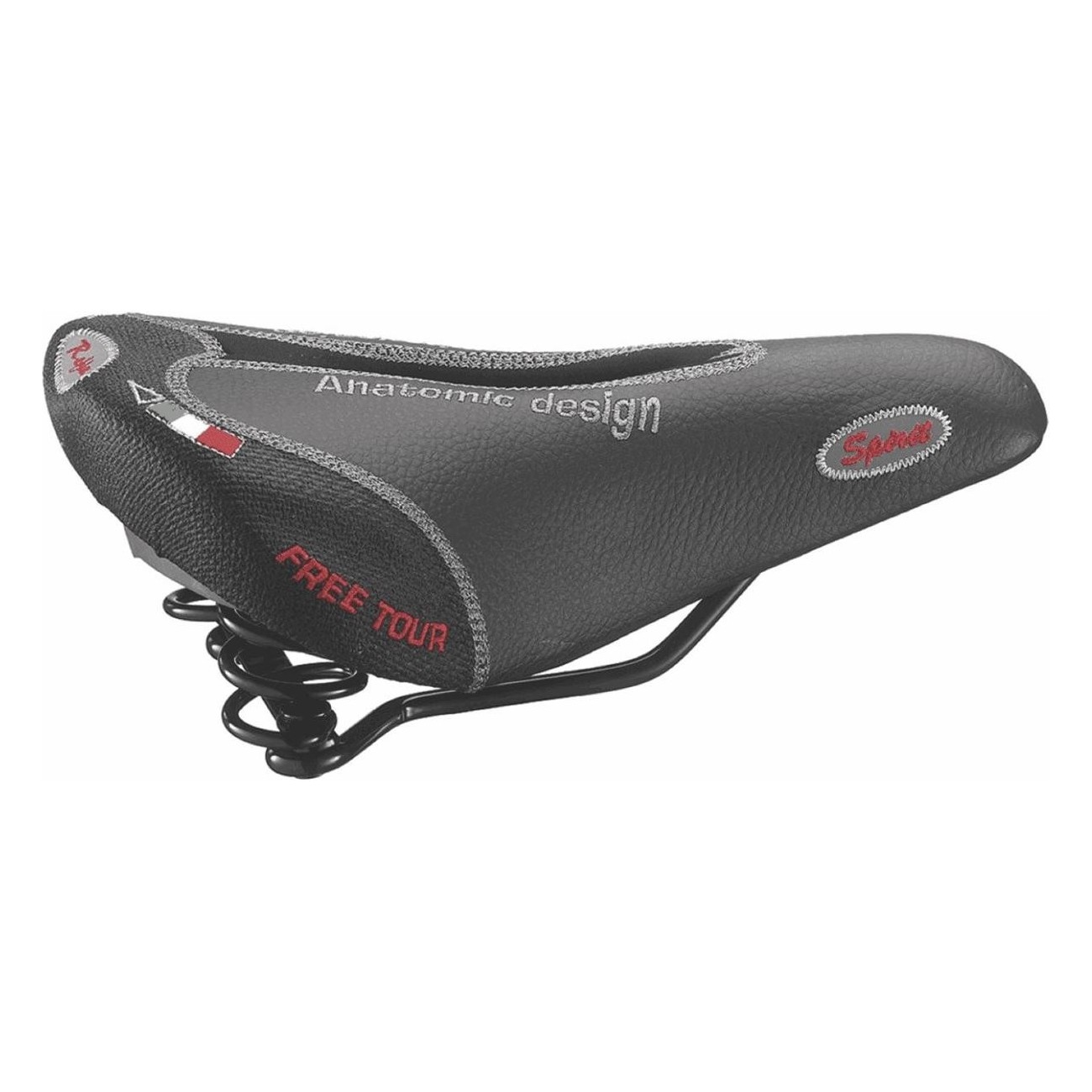 Black Citybike Saddle for Men with Springs, Skay Cover and FLEX PU Padding 270x175mm - 1