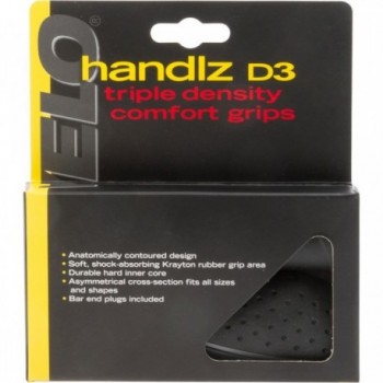 Poignées Ergogel D3 pour Vélo 130mm Noir/Gris Antidérapantes Ergonomiques - 3