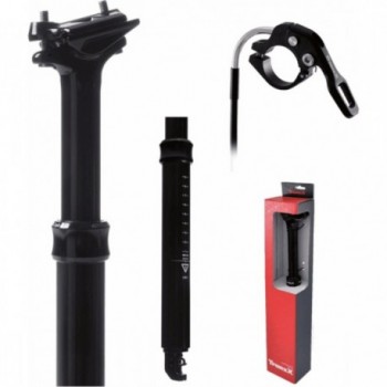 30.9mm Black Aluminum Telescopic Seatpost with Internal Cable, 370mm Length - 1