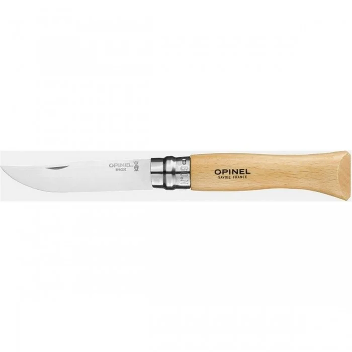 Couteau Opinel Viroblock N°9 Inox - Lame 9 cm, Manche en Hêtre, Anneau de Sécurité - 1