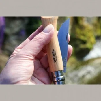 Couteau Opinel Viroblock N°9 Inox - Lame 9 cm, Manche en Hêtre, Anneau de Sécurité - 5