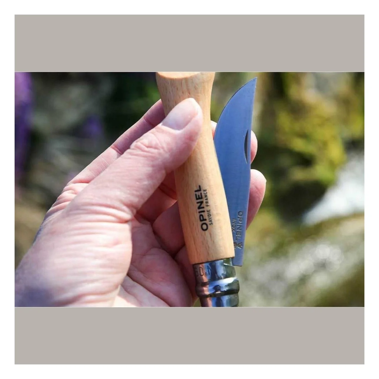 Couteau Opinel Viroblock N°9 Inox - Lame 9 cm, Manche en Hêtre, Anneau de Sécurité - 5