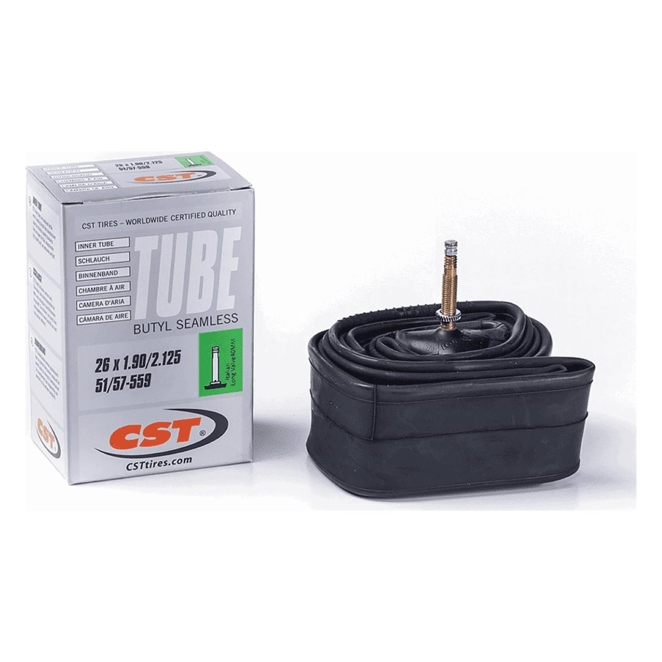 CST 26x1.90/2.125 Inner Tube with 40mm Regina Valve for Bicycles - 1