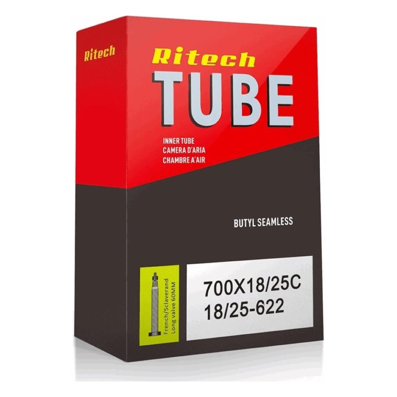 Ritech 700x18/25 Inner Tube for 28' Wheels with 60mm Presta Valve - 1