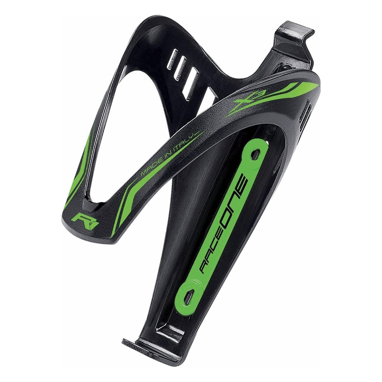 X3 Bottle Holder in Black/Green Matte Polycarbonate 30g - RaceOne - 1