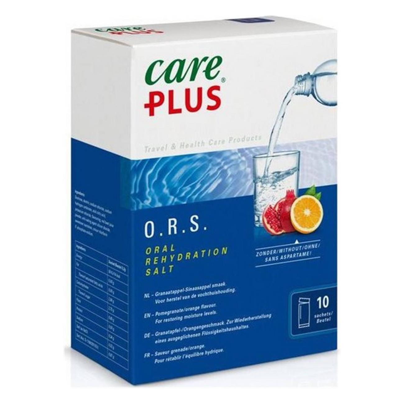 Care Plus® O.R.S. - Sales para Rehidratación Oral Granada-Naranja, 10 Sobres - 1