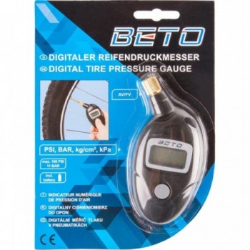 Beto Digital Pressure Gauge Black for AV/FV Valves - 160 PSI, 4 Units - 3