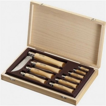 Opinel Holzbox mit 10 Tradition Inox Messern - Komplettset Taschenmesser - 1