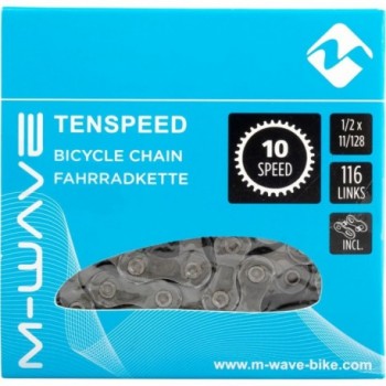 M-Wave 10-Speed Bike Chain 116 Links Silver - Compatible with Shimano, Campagnolo, SRAM - 2