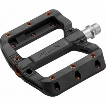 FUNN Black Magic FLAT Pedals Black/Orange 103x98x17mm, 360g - 1