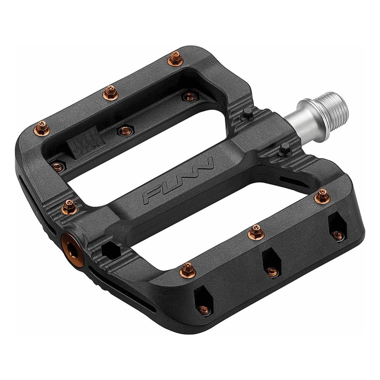 FUNN Black Magic FLAT Pedals Black/Orange 103x98x17mm, 360g - 1