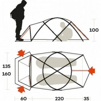 Tente Snowbound 2 places orange résistante au vent pour alpinisme - 3