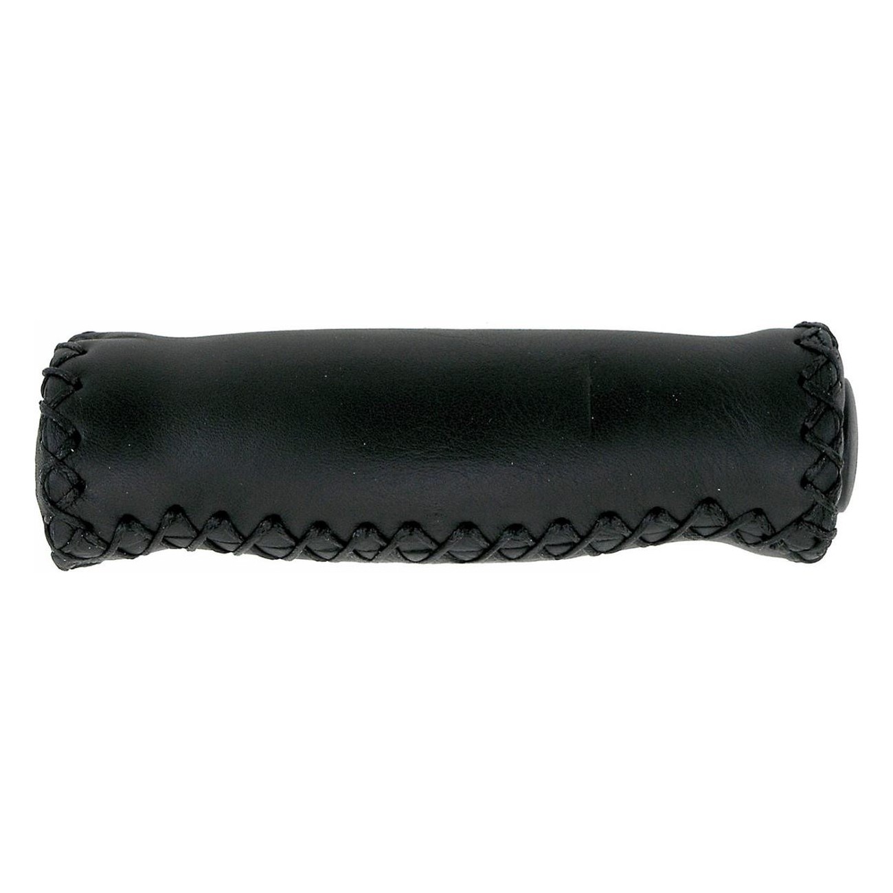 Black Leather Bike Grips 125mm Padded Velo - Classy Retro Look - 1