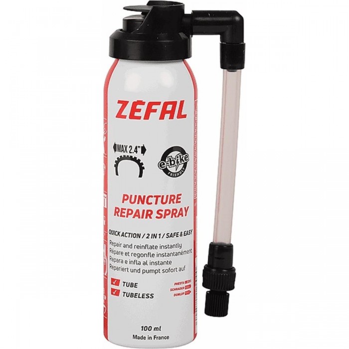 Spray Inflador y Reparador Tubeless 100ml - Compatible con Válvulas Presta y Schrader - 1