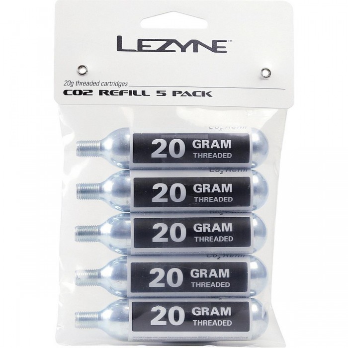 Cartouches CO2 Lezyne 20g - Pack de 5 pour Gonflage Vélo - 1