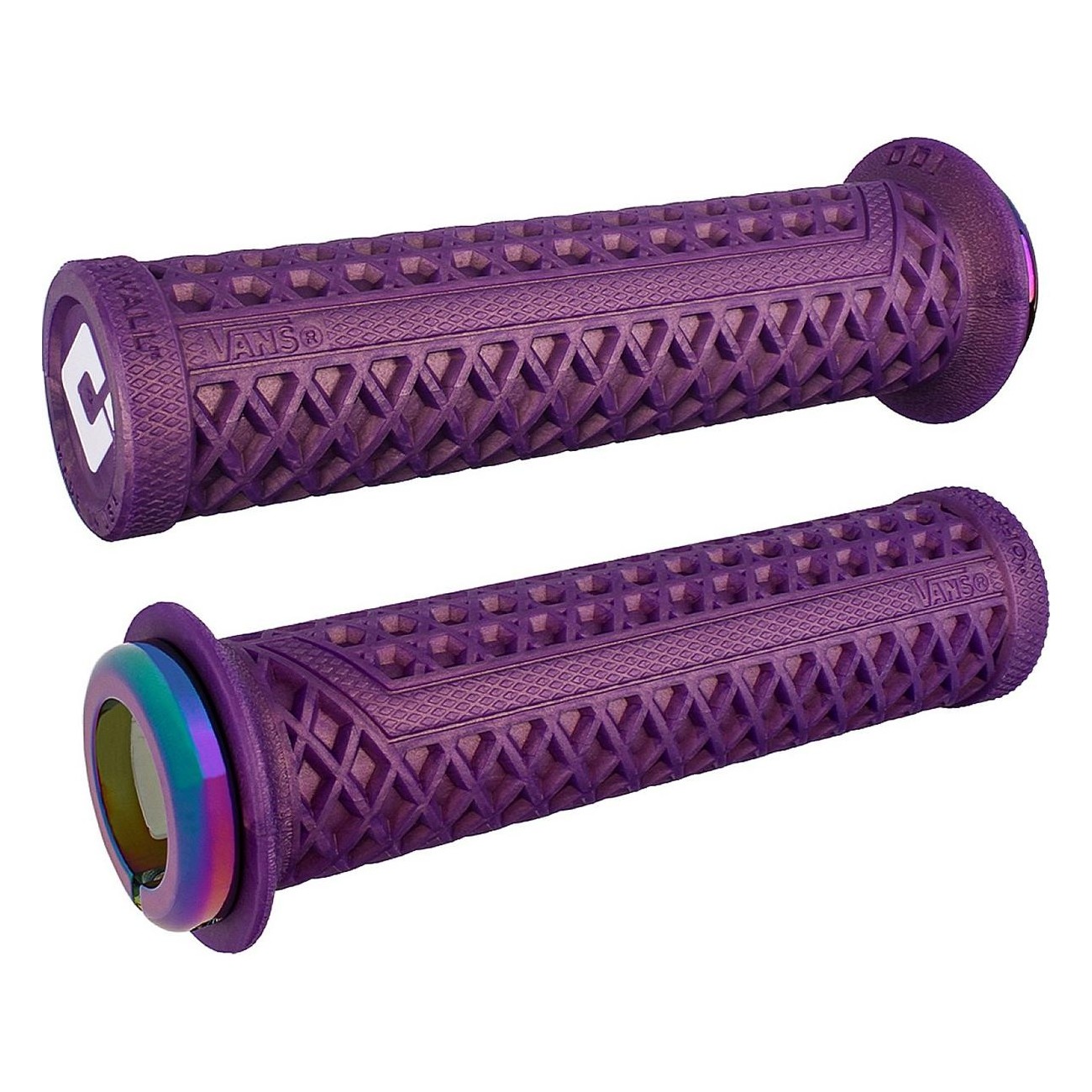 Odi Vans V2.1 Lock-On Iridescent Purple Grips with Oilslick Clamps 135mm - Limited Edition - 1