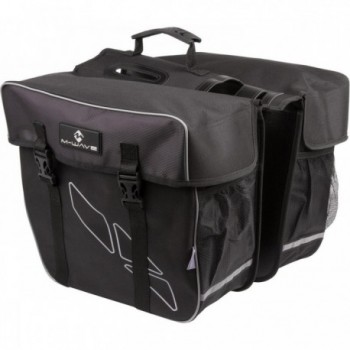 M-Wave Amsterdam Double 600D Black/Grey Rack Bag with Reflective Compartments - 50cm - 1