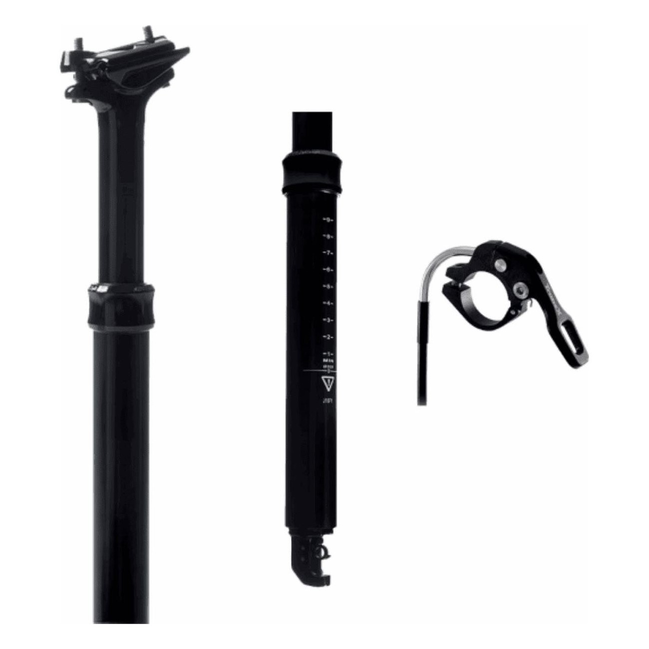 30.9mm Black Dropper Seatpost with 50mm Travel and Internal Cable, 400mm Length - 1