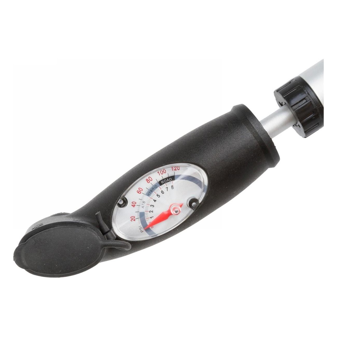 Beto Mini Aluminum Pump with Dual Universal Head and Pressure Gauge, Silver/Black - 2