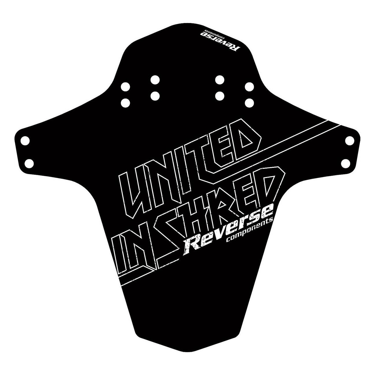 Guardabarros Reverse Mudfender United in Shred - Protección delantera y trasera, Negro y Blanco, 267x251 mm - 1