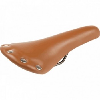 Brown Eco-Leather Fixed Saddle with Studs, 285x160 mm, 338g - Stylish & Comfortable - 1