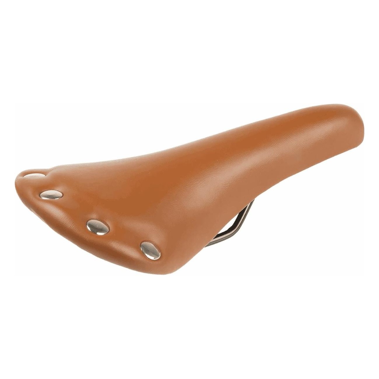 Brown Eco-Leather Fixed Saddle with Studs, 285x160 mm, 338g - Stylish & Comfortable - 1