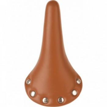 Brown Eco-Leather Fixed Saddle with Studs, 285x160 mm, 338g - Stylish & Comfortable - 2