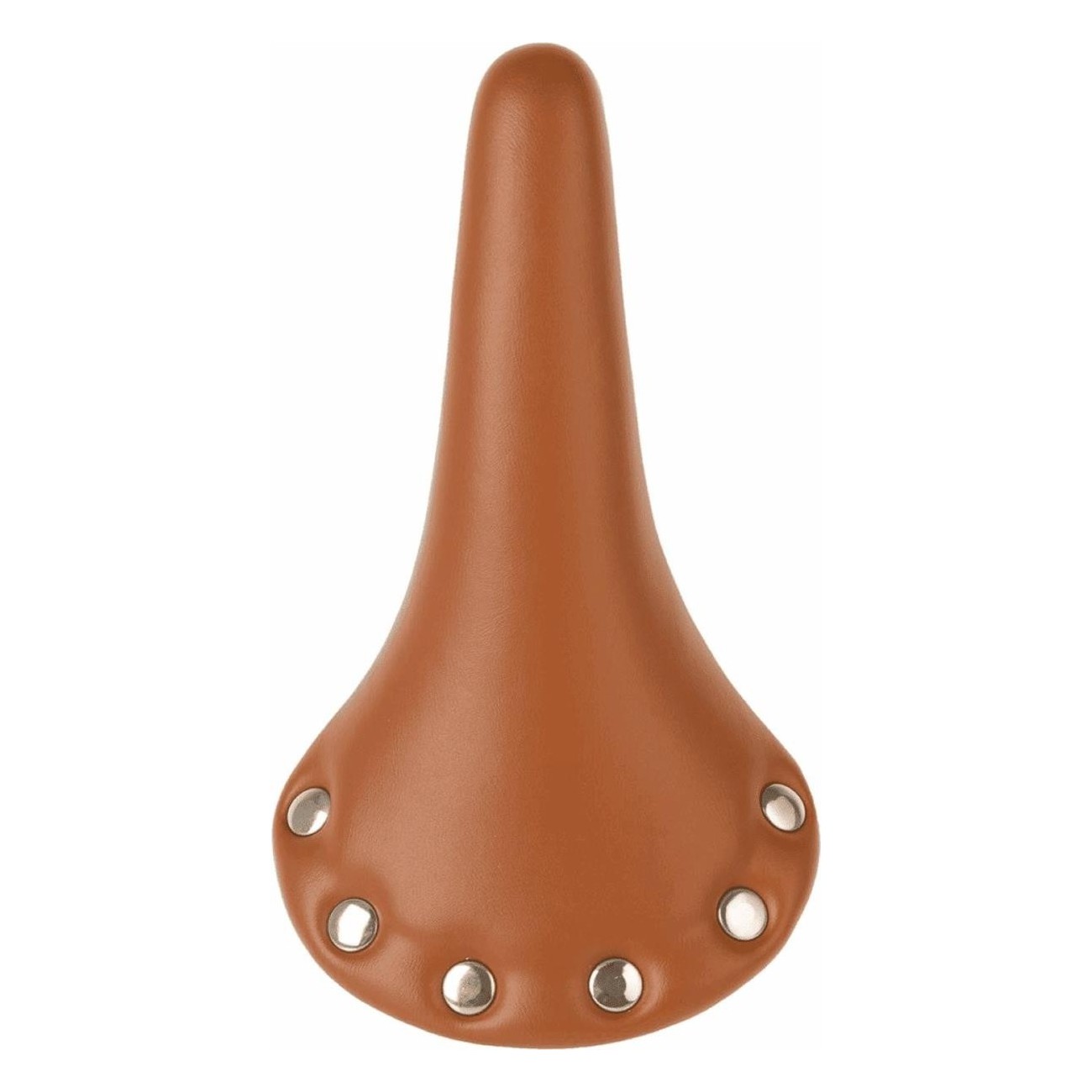 Brown Eco-Leather Fixed Saddle with Studs, 285x160 mm, 338g - Stylish & Comfortable - 2