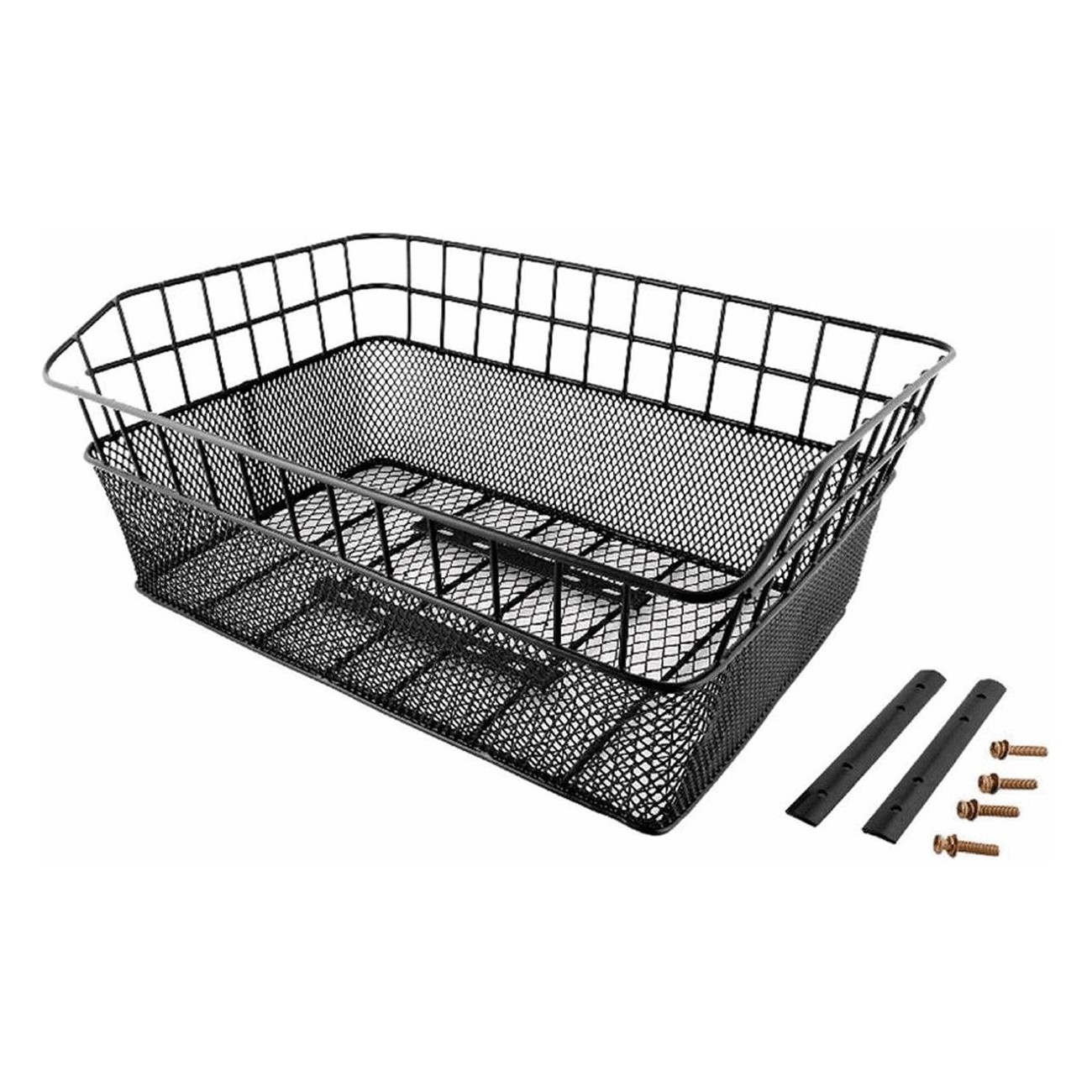 Maxi Rear Basket 45x30x18 cm in Black Steel with MVTEK Mounting Kit - 1