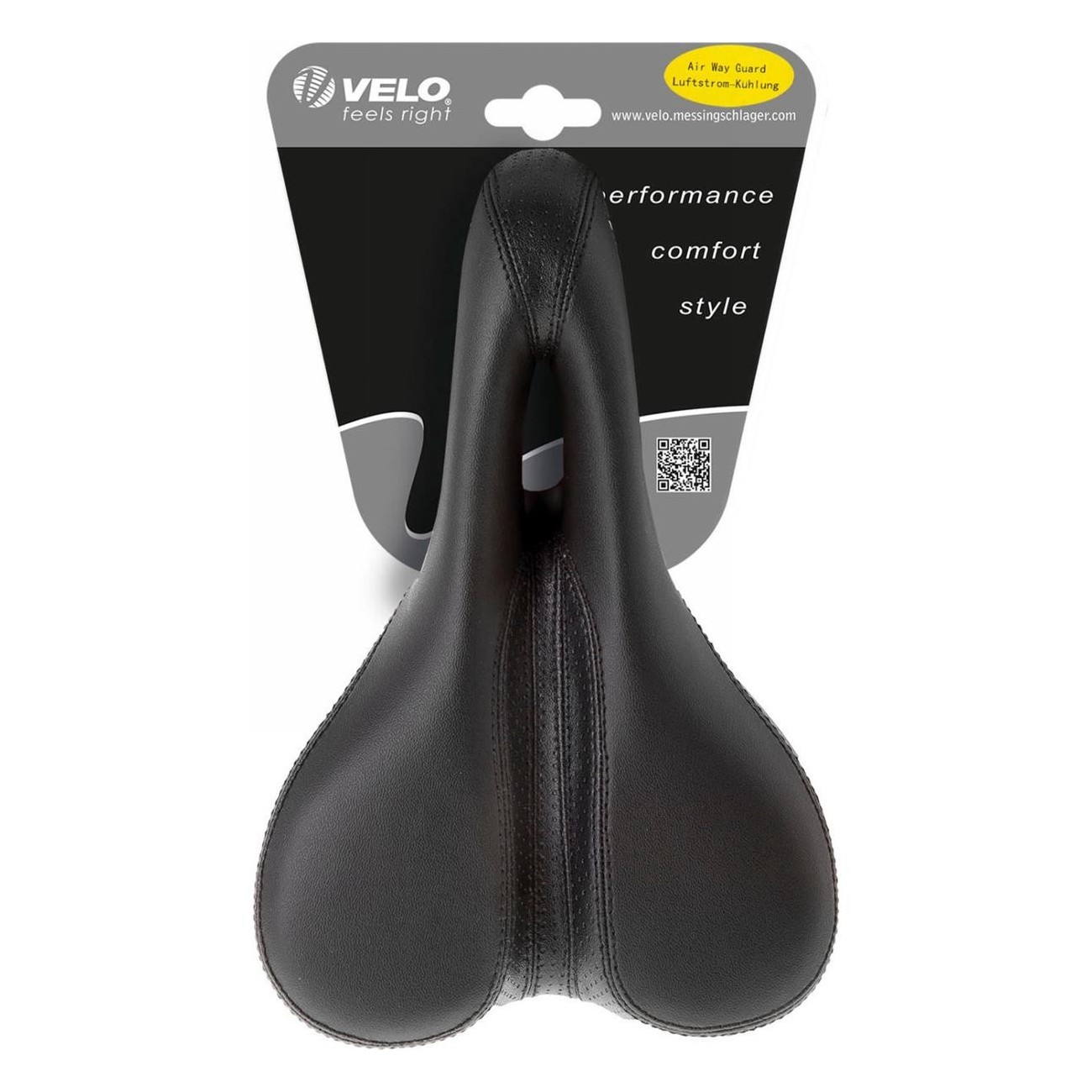 VELO Women's Saddle with Deep Channel and V-Cut 243x155 mm, No Clamp - 2