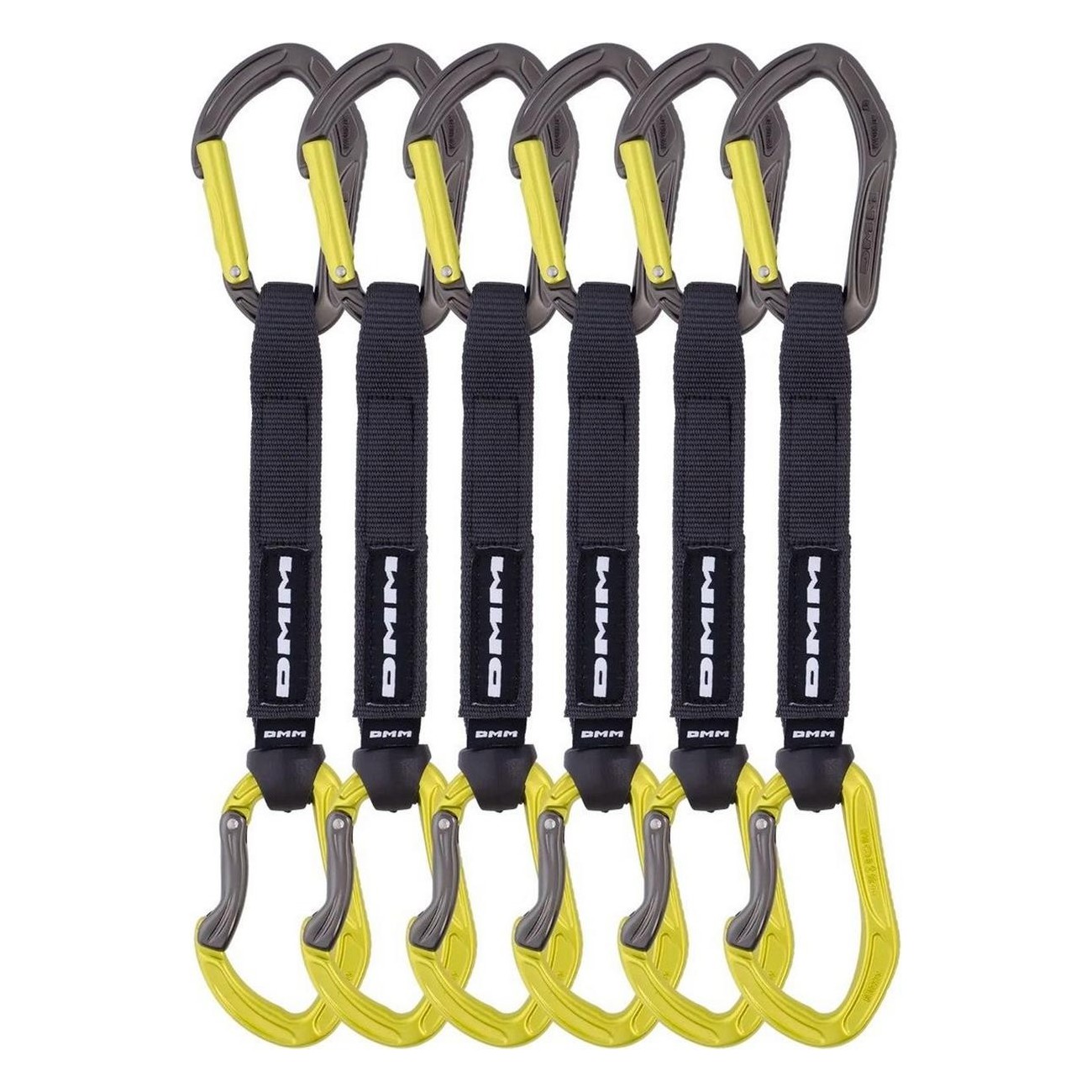 Set aus 6 Alpha Sport Karabinern 18cm Lime für Sportklettern - Sicherer Halt und Einfacher Anschluss - 1