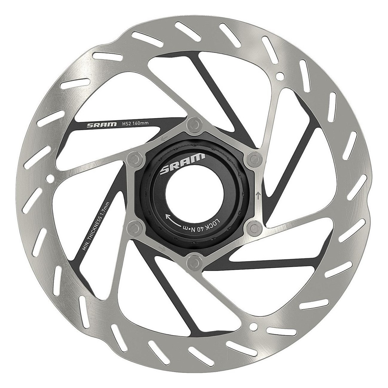 SRAM HS2 160mm Centerlock Scheibenbremse für MTB - Abgerundetes Profil und Wärmeverwaltung - 1