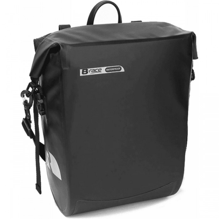 Single Waterproof Side Bag 20L Black with Reflective Logo - 34x18x42 cm - 1