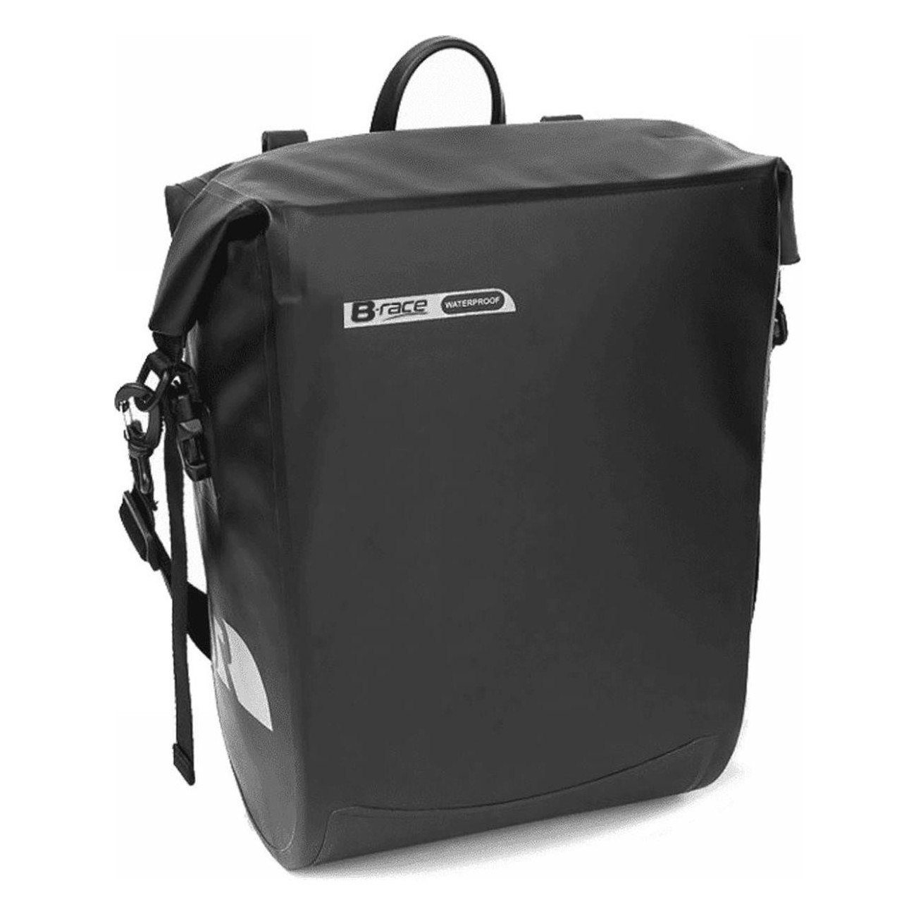 Single Waterproof Side Bag 20L Black with Reflective Logo - 34x18x42 cm - 1