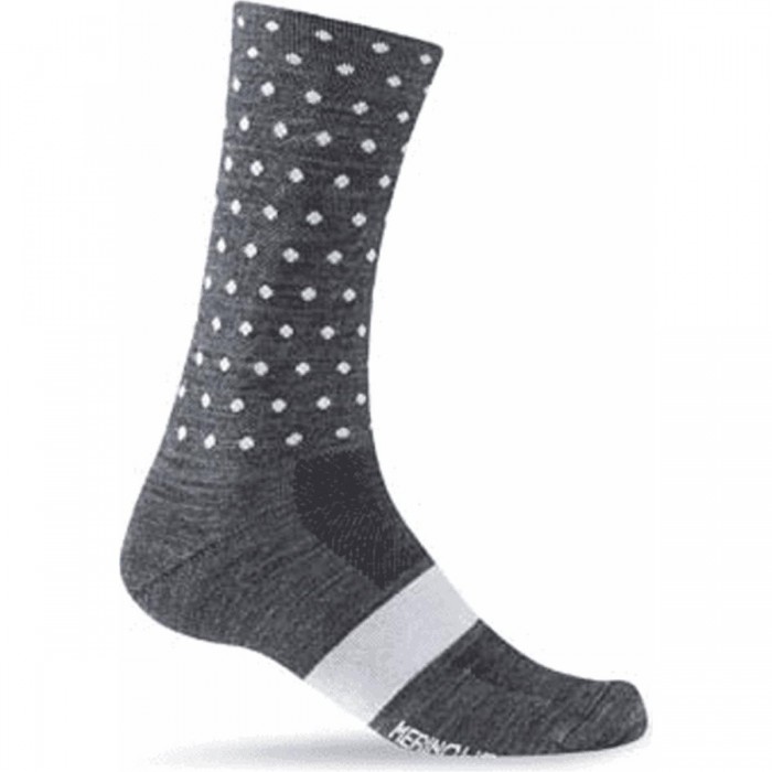 Merino Wool Socks Anthracite with White Dots - Size 43-45, Ideal for Cyclists - 1