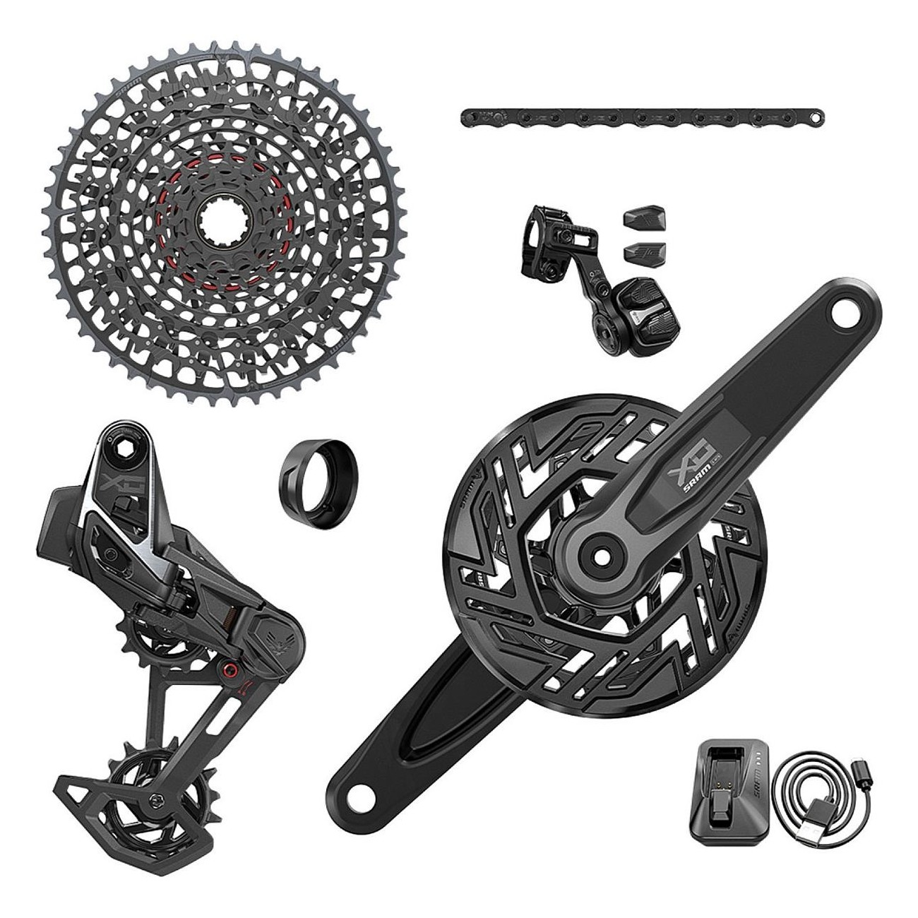 Kit SRAM pour vélo avec manivelle, dérailleur et transmission Eagle - 1