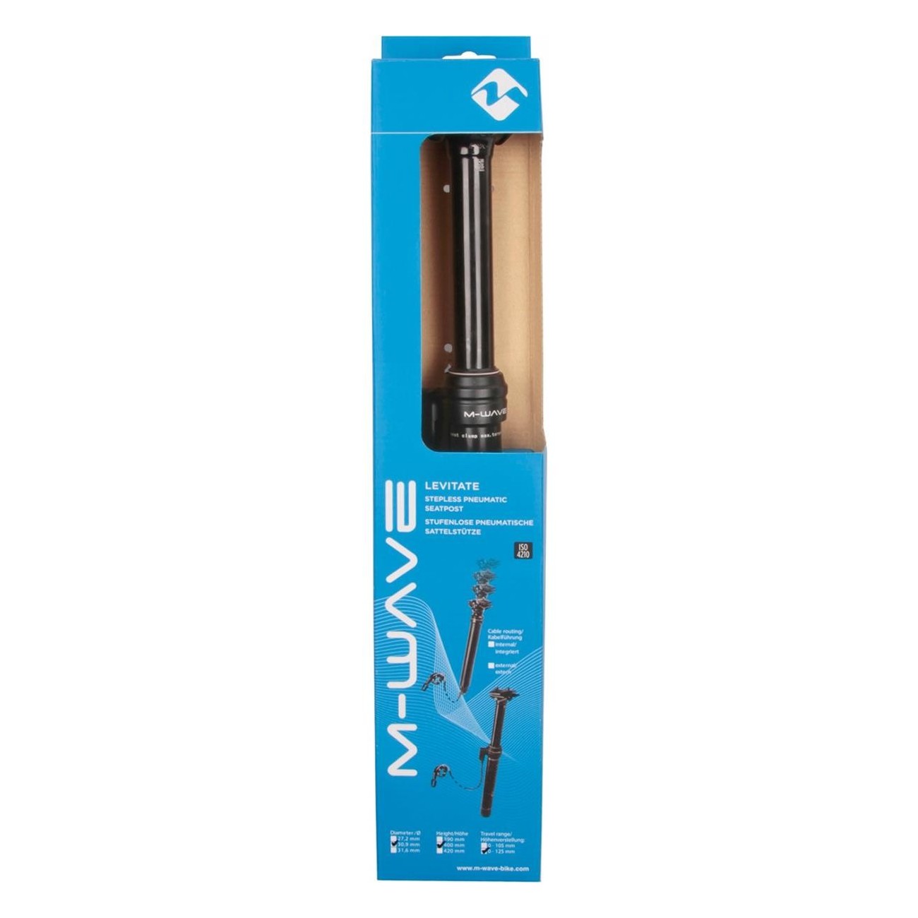 M-Wave 30.9x400 mm Pneumatic Seatpost with Remote, 125 mm Adjustment, Black - 4